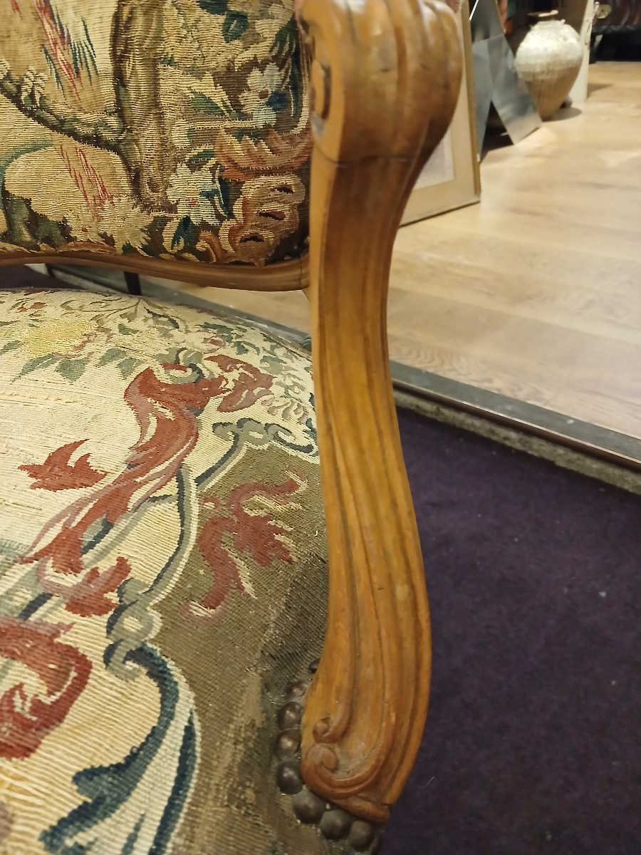 Pair Of Louis XV Period Flat-back Armchairs-photo-3