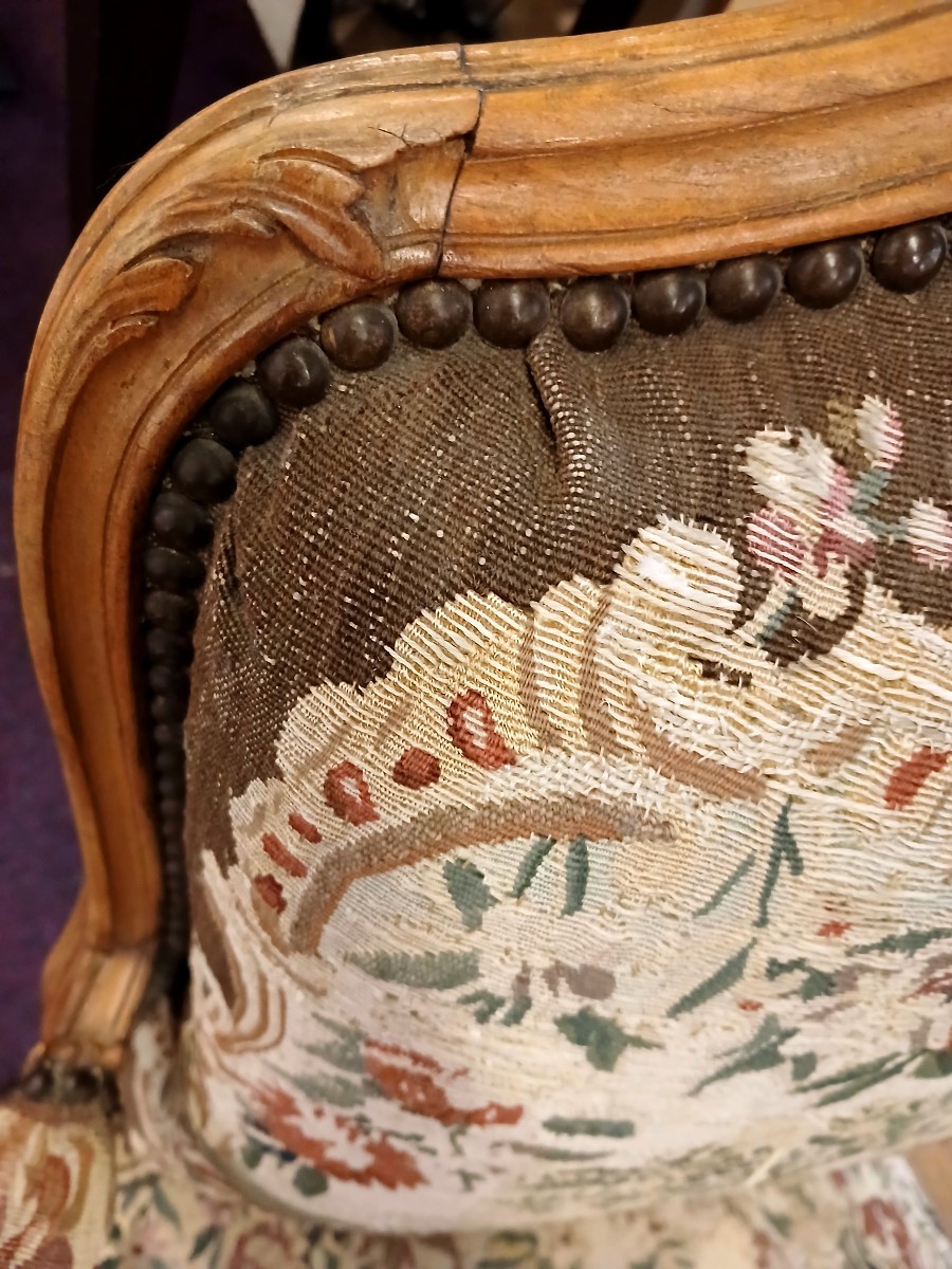 Pair Of Louis XV Period Flat-back Armchairs-photo-2
