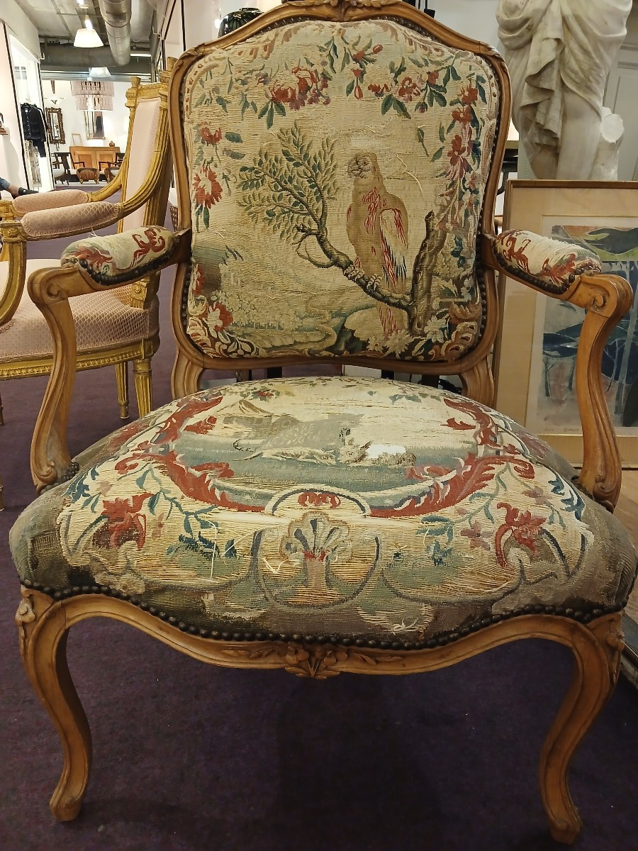 Pair Of Louis XV Period Flat-back Armchairs