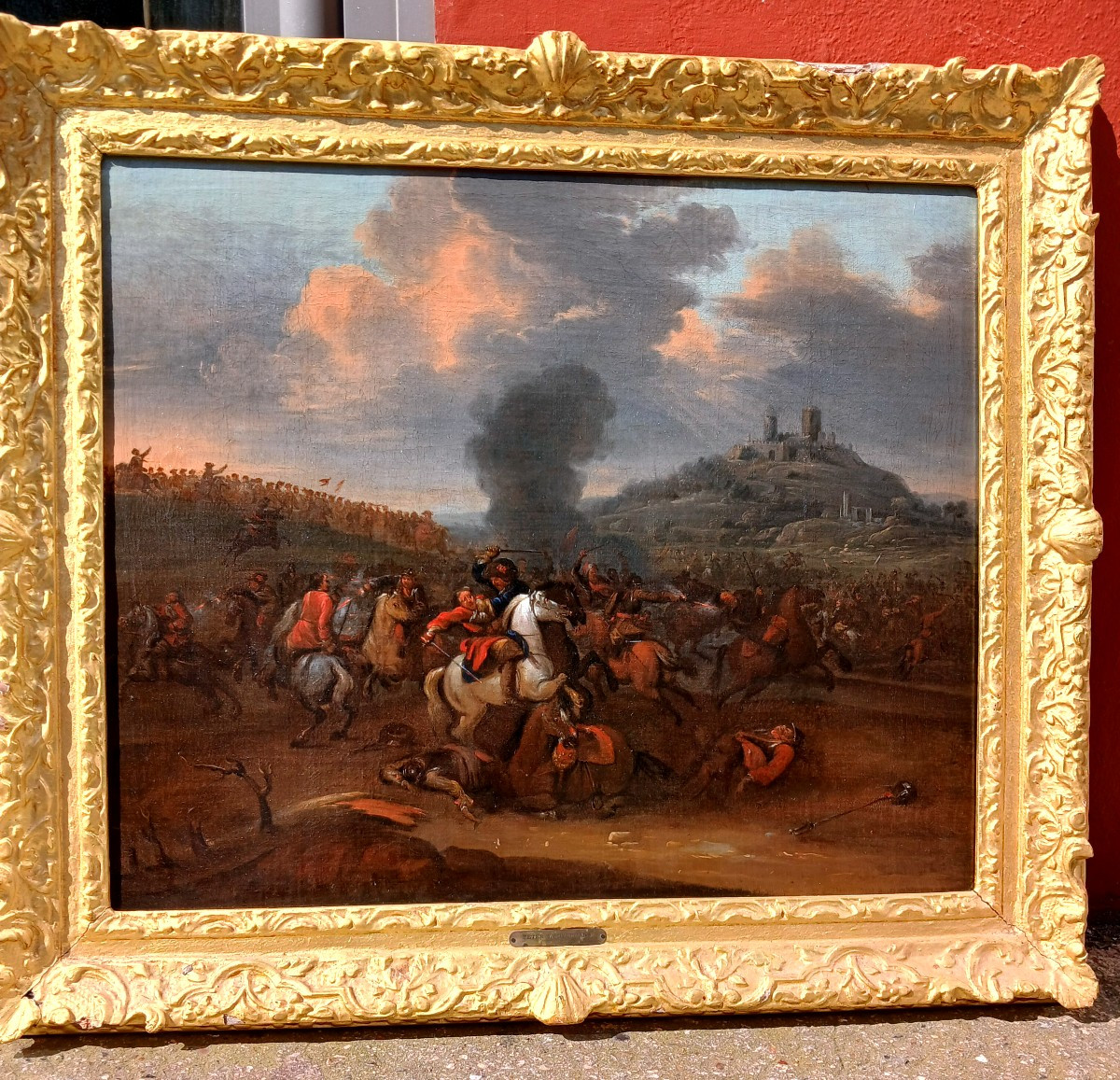 Peinture XVII eme siecle "scene de bataille"