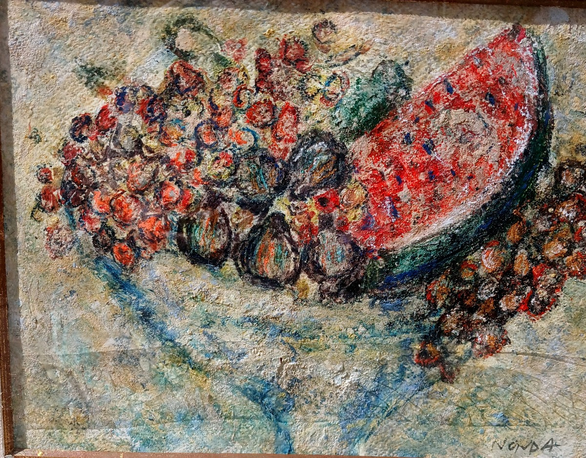 Peinture du peintre grec NONDA ,ecole de Paris-photo-2