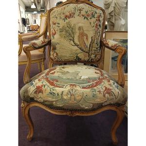 Pair Of Louis XV Period Flat-back Armchairs