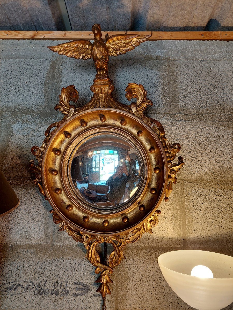 Witch Mirror With Eagle In Golden Wood-photo-2