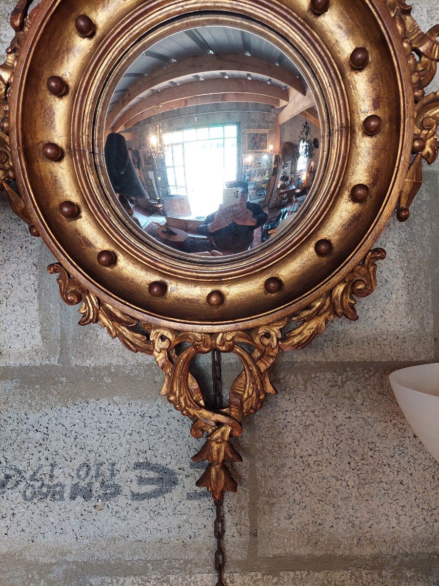 Witch Mirror With Eagle In Golden Wood-photo-4