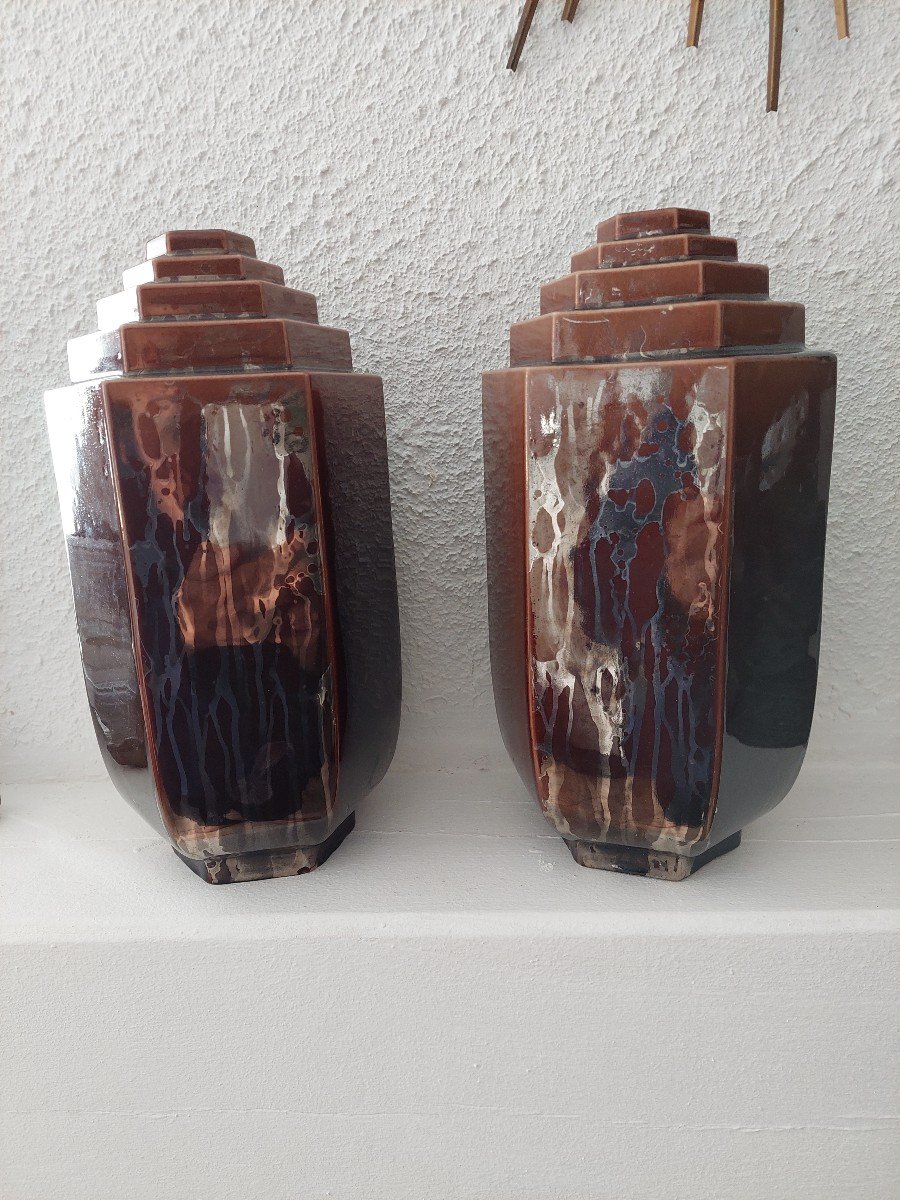 Paire De Vases Art Deco Par La Manufacture De Sèvres-photo-4