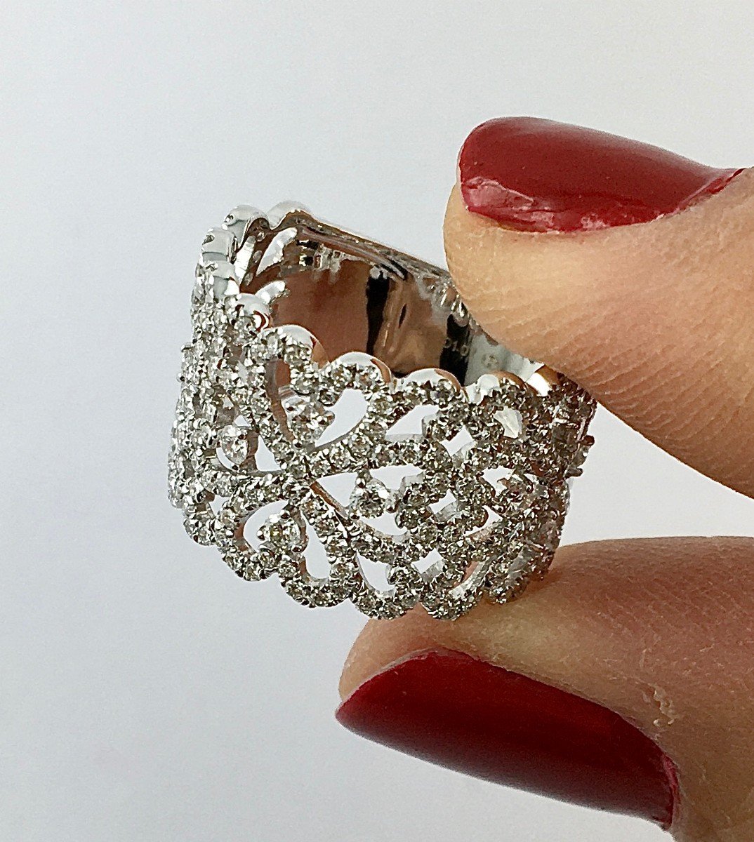 Bandeau Ring Type Florentine White Gold Diamonds-photo-2