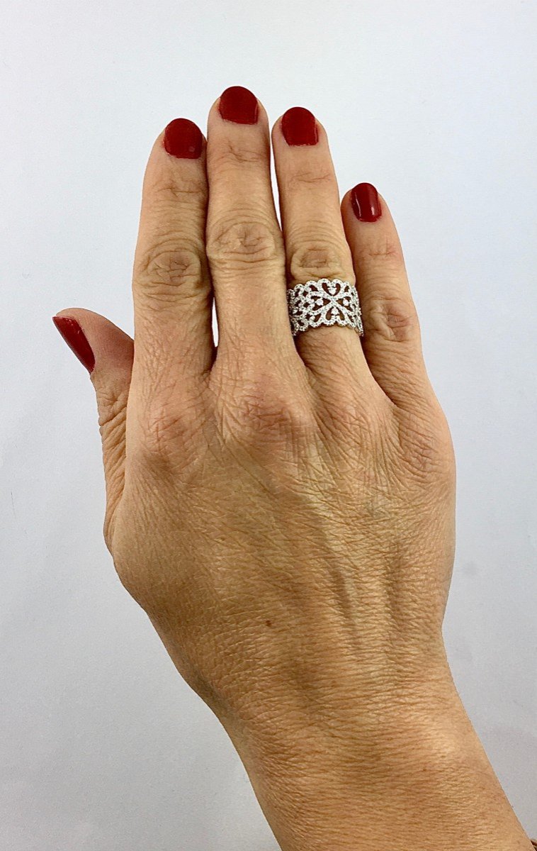 Bandeau Ring Type Florentine White Gold Diamonds-photo-4