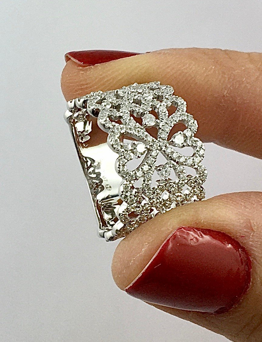 Bandeau Ring Type Florentine White Gold Diamonds-photo-3