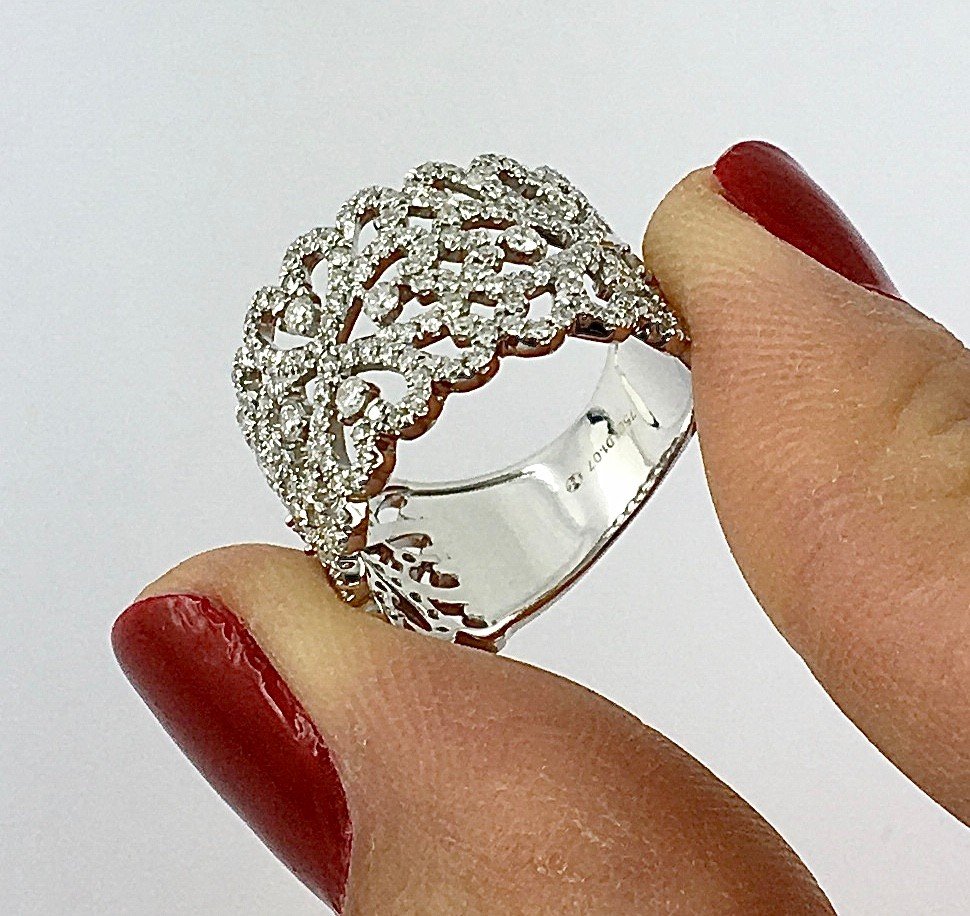 Bandeau Ring Type Florentine White Gold Diamonds-photo-5