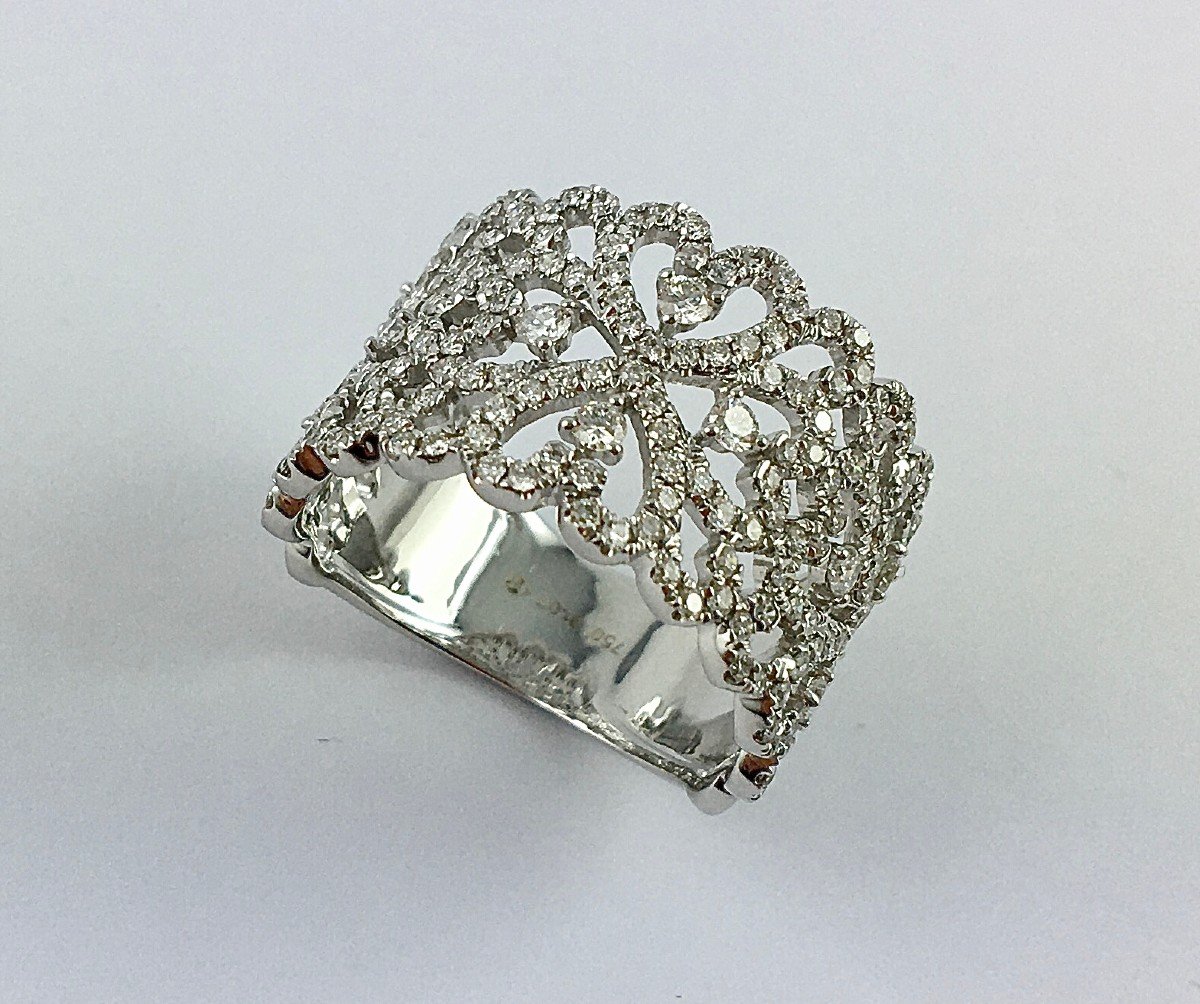 Bandeau Ring Type Florentine White Gold Diamonds-photo-6