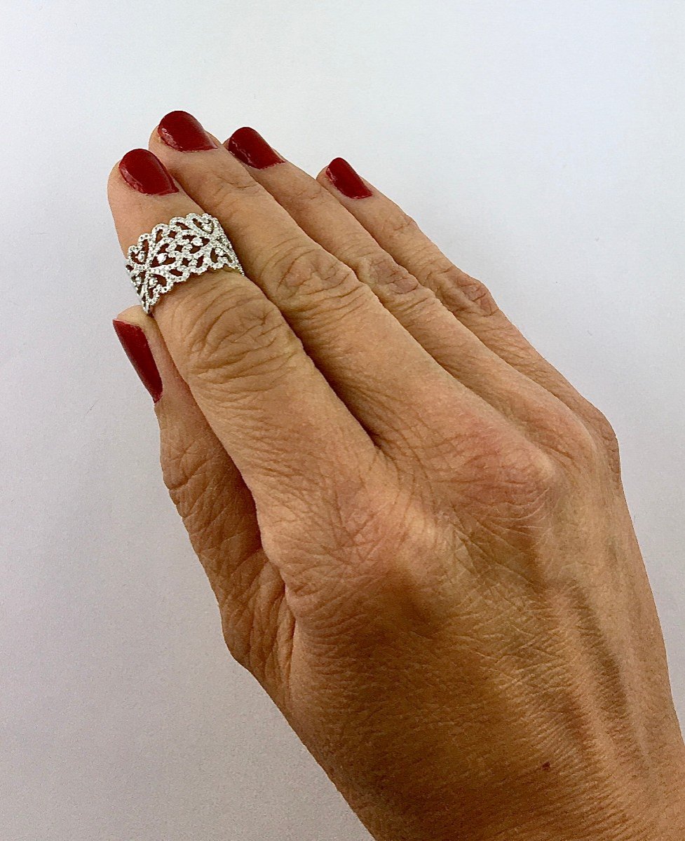 Bandeau Ring Type Florentine White Gold Diamonds-photo-8