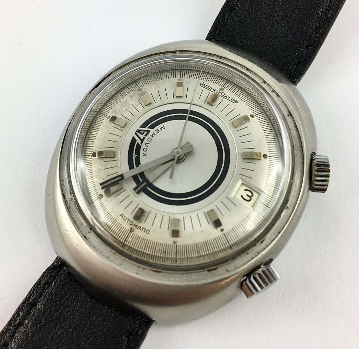 Montre Jaeger Lecoultre Mémovox Gt E961 Automatique Années 70 Acier Sur Cuir (sonnerie Réveil)