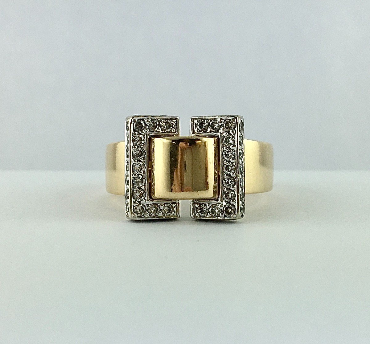 Ring Belt Or Knot Yellow And White Gold Diamonds-photo-2