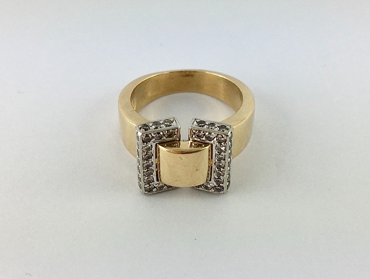 Ring Belt Or Knot Yellow And White Gold Diamonds-photo-3