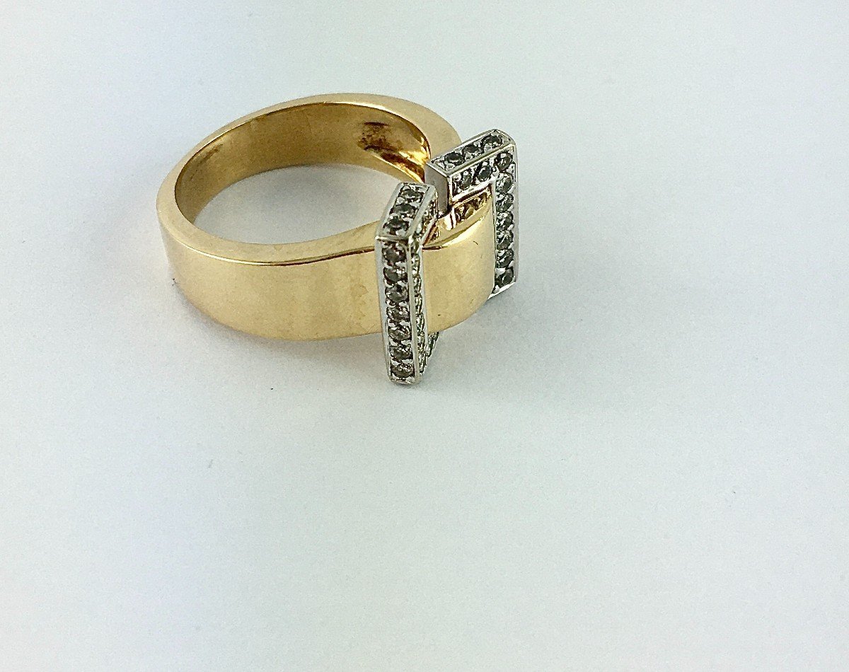 Ring Belt Or Knot Yellow And White Gold Diamonds-photo-4