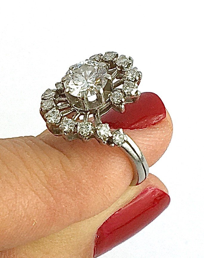 1960s Fils Tourbillon Ring Brilliant Cut Diamonds On Platinum-photo-3