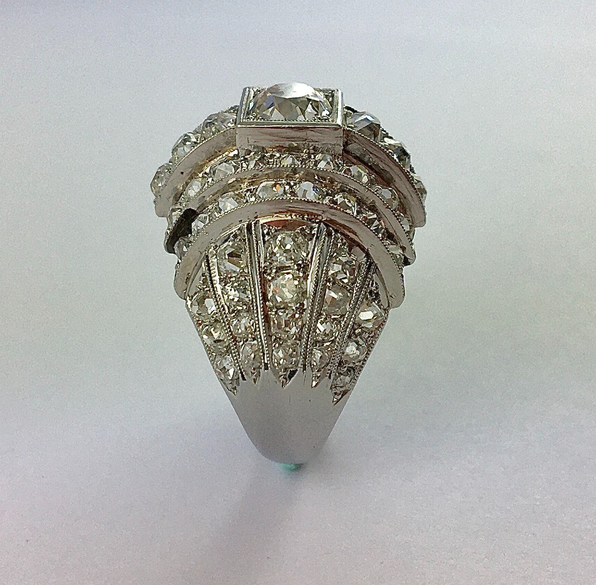 Art Deco Tank Diamond Ball Ring On Platinum-photo-4