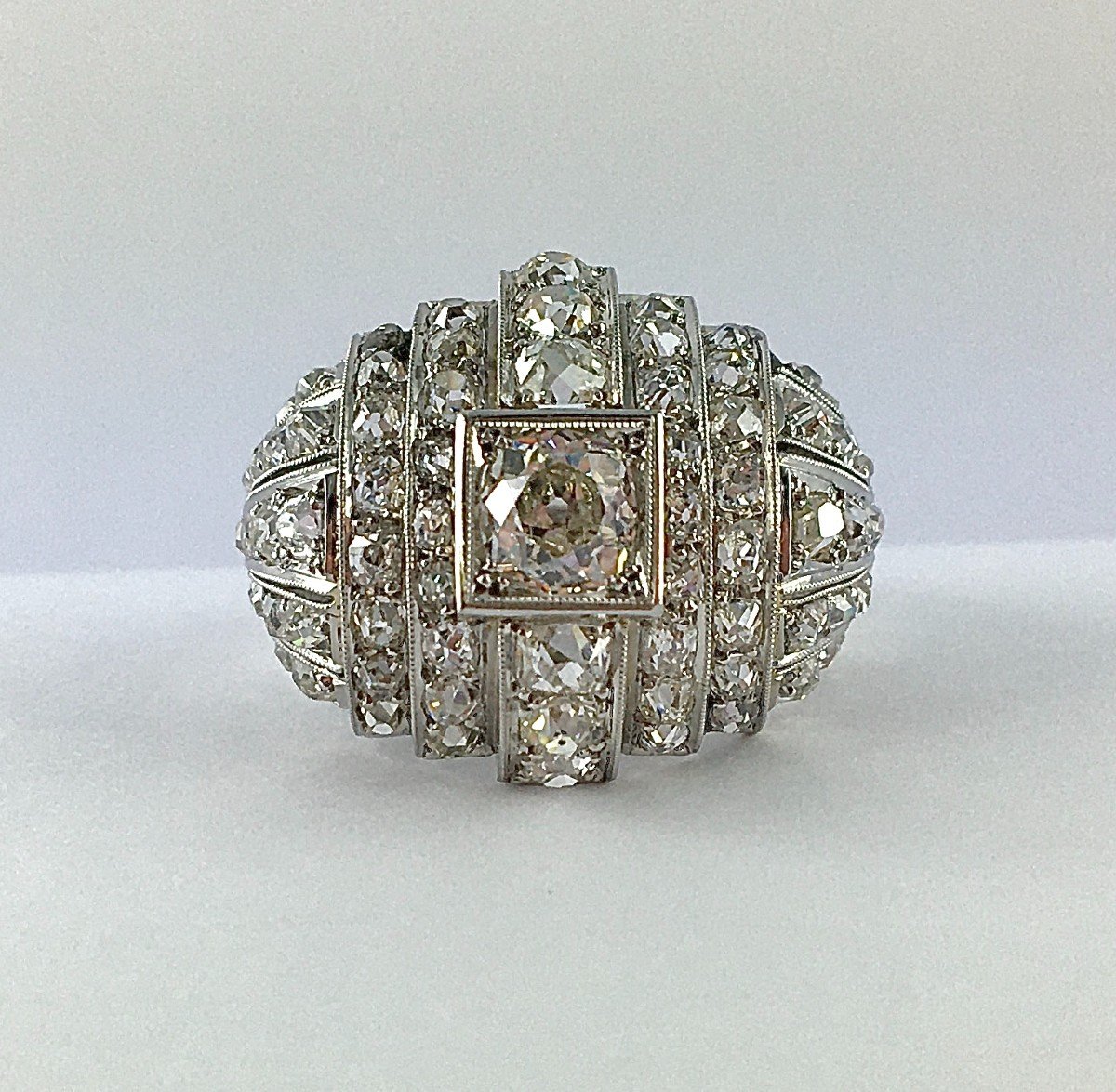 Art Deco Tank Diamond Ball Ring On Platinum-photo-1