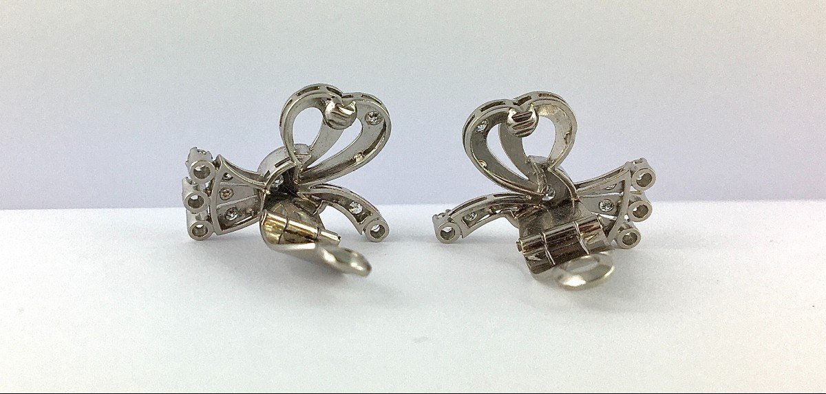 60s Diamond Knot Clip-on Earrings In White Gold-photo-4
