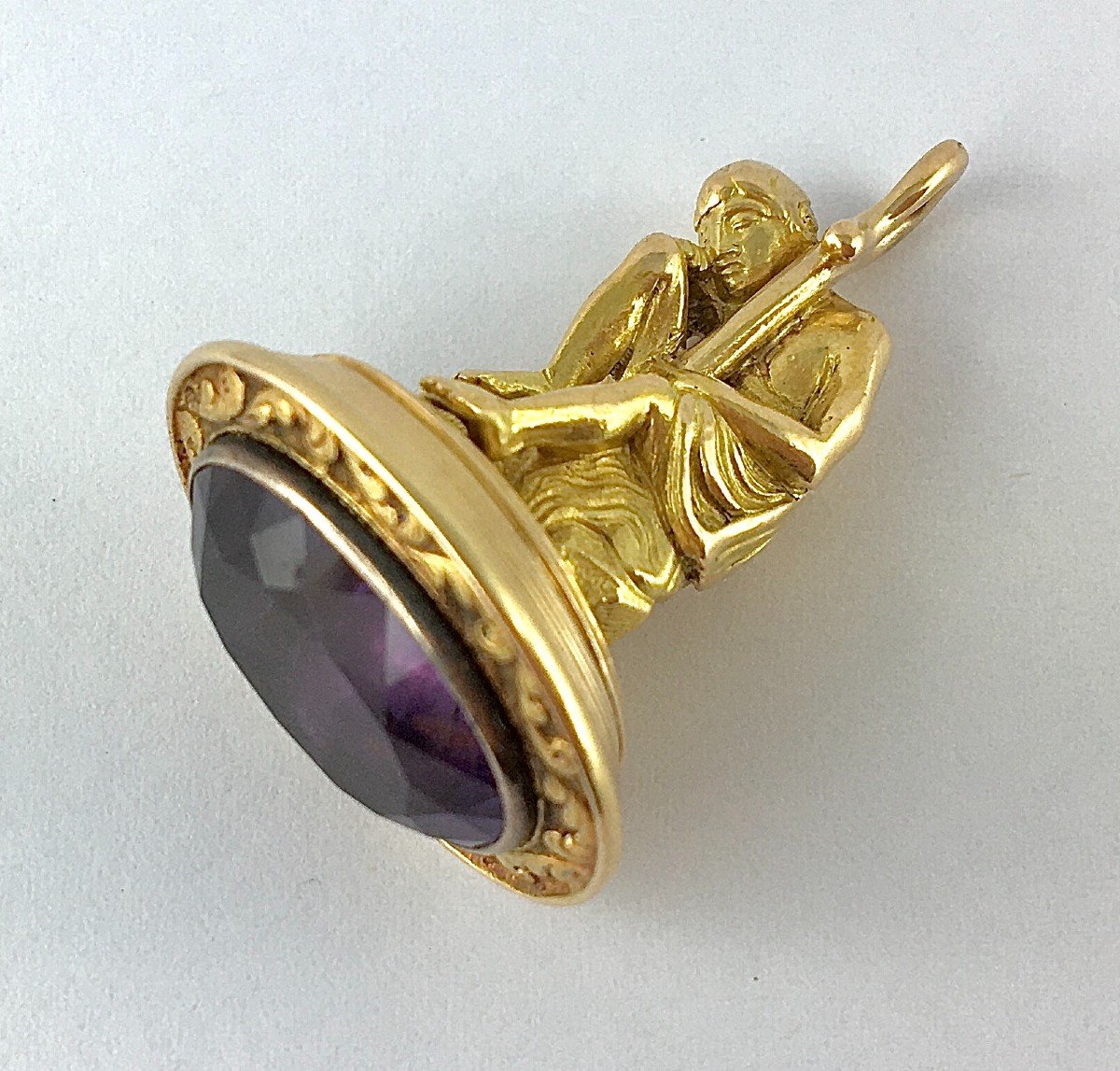 Pendentif Cachet Pastoral Améthyste Sur  Ors Jaune Et Rose