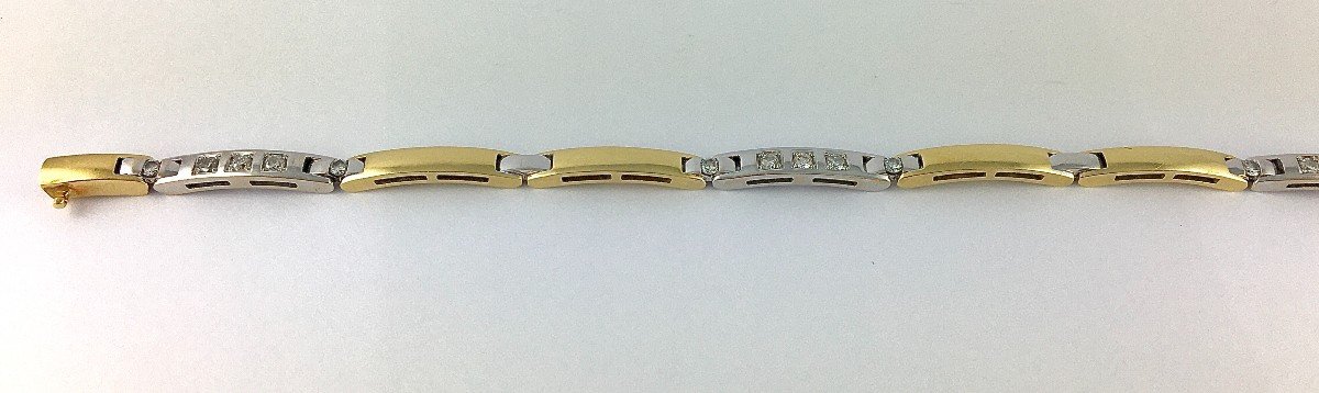 Bracelet Ligne De Barrettes De Diamants Sur Or Blanc Et Barrettes Or Jaune-photo-1