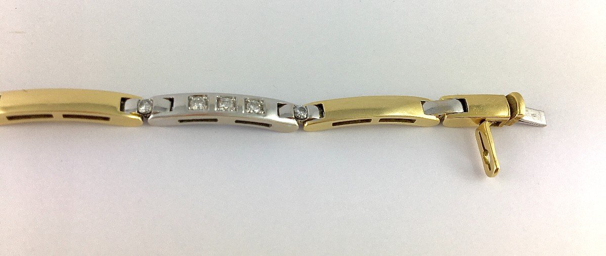 Bracelet Ligne De Barrettes De Diamants Sur Or Blanc Et Barrettes Or Jaune-photo-2