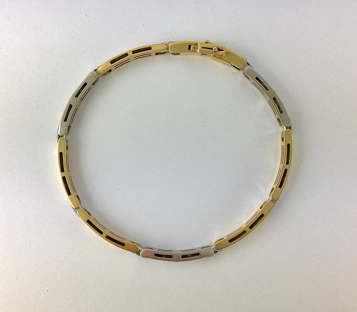 Bracelet Ligne De Barrettes De Diamants Sur Or Blanc Et Barrettes Or Jaune-photo-4