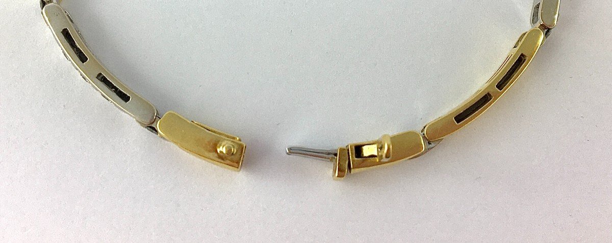 Bracelet Ligne De Barrettes De Diamants Sur Or Blanc Et Barrettes Or Jaune-photo-6