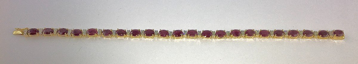 Ruby And Diamond Line Bracelet In Yellow Gold-photo-1