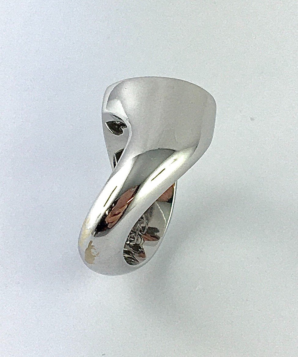 Heart Shaped Signet Ring Paved With Brilliant Cut Diamonds On White Gold-photo-2