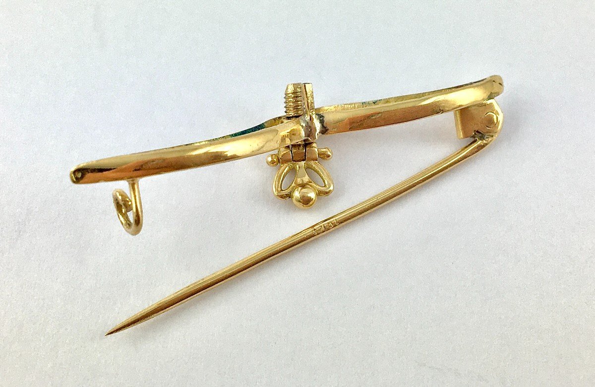 Egyptomania Brooch / Pendant Polychrome Enamel Plique à Jour And Diamonds On Yellow Gold -photo-5