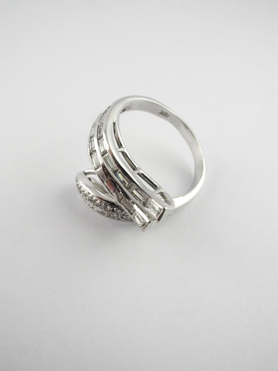 Bague Vagues Croisées De Diamants, Asymétrique, En Or Blanc-photo-1