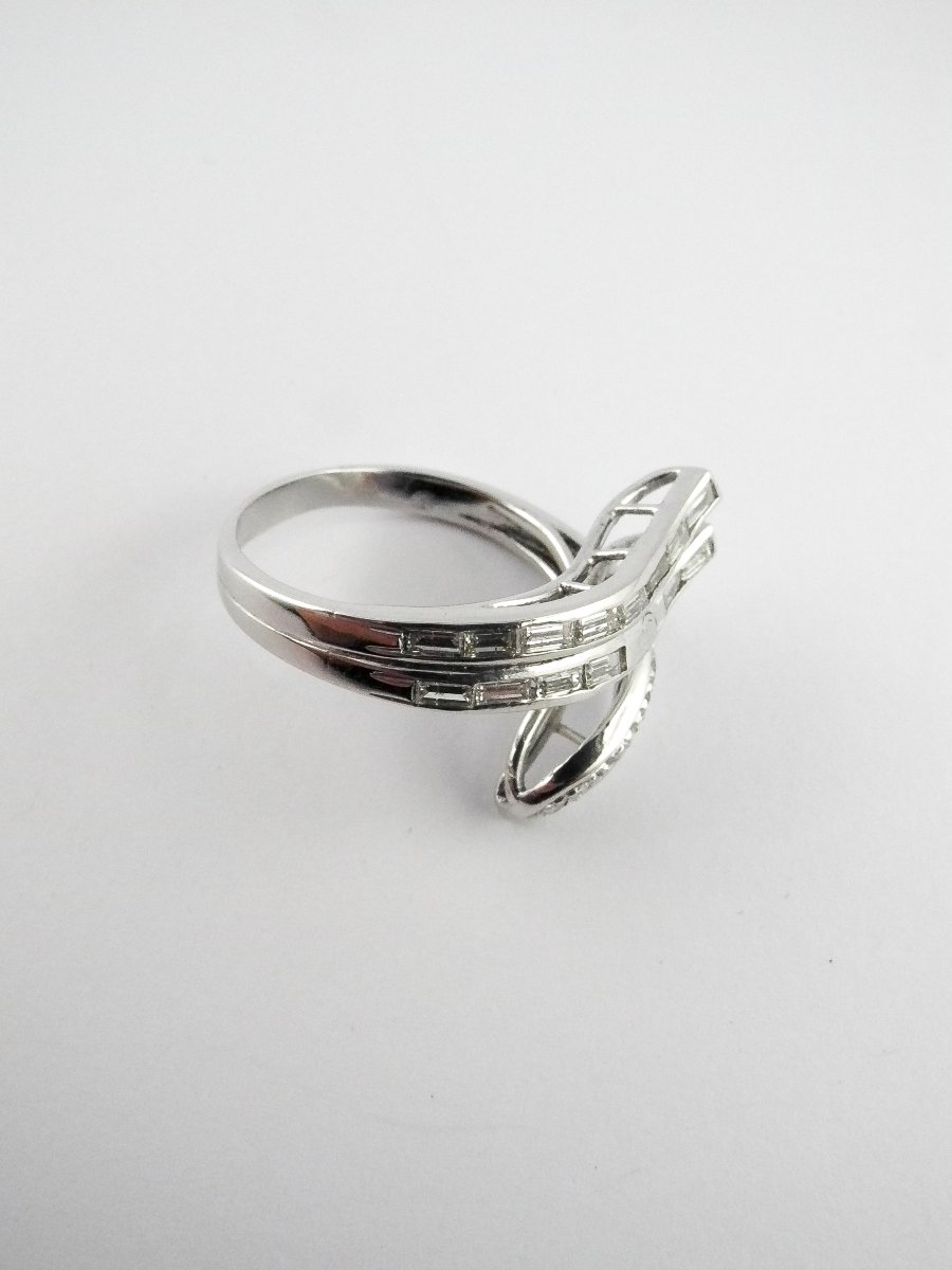 Bague Vagues Croisées De Diamants, Asymétrique, En Or Blanc-photo-2