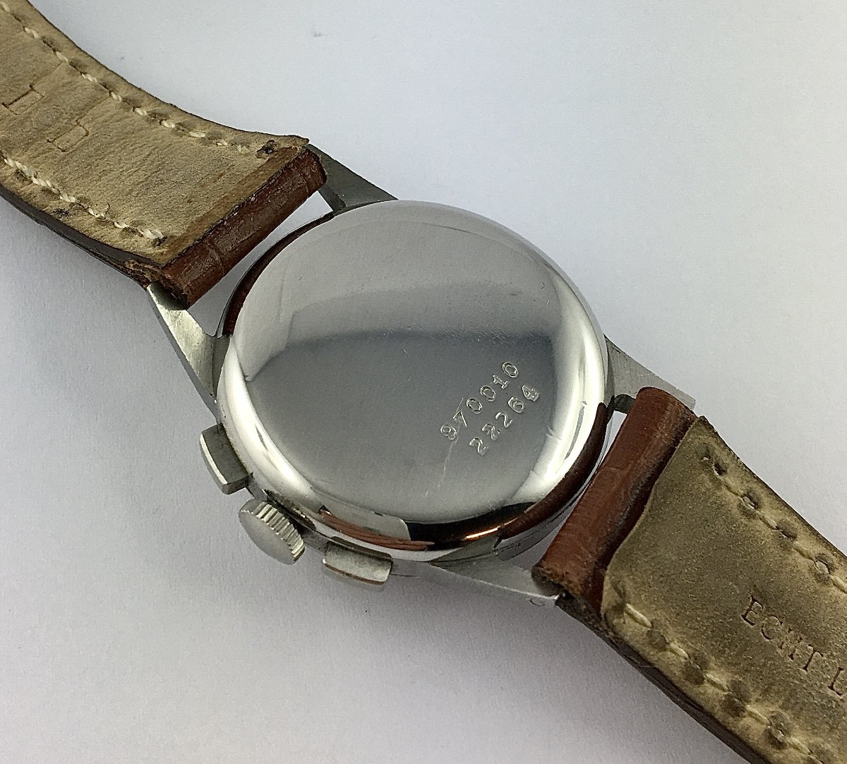 Universal Chrono Compax Mechanical Watch 50s Steel On Leather-photo-7
