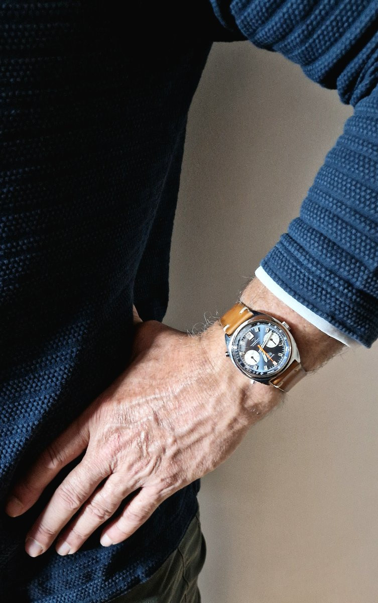 Tag Heuer Carrera Chrono Automatic Racing Driver's Watch, 1970s, Steel On Leather-photo-4