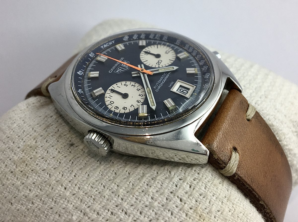 Tag Heuer Carrera Chrono Automatic Racing Driver's Watch, 1970s, Steel On Leather-photo-1