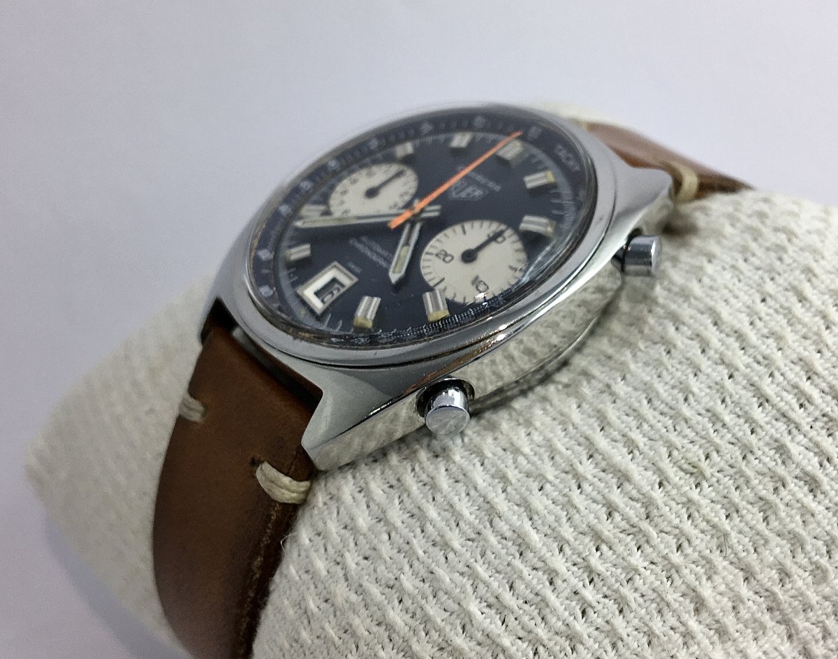 Tag Heuer Carrera Chrono Automatic Racing Driver's Watch, 1970s, Steel On Leather-photo-3