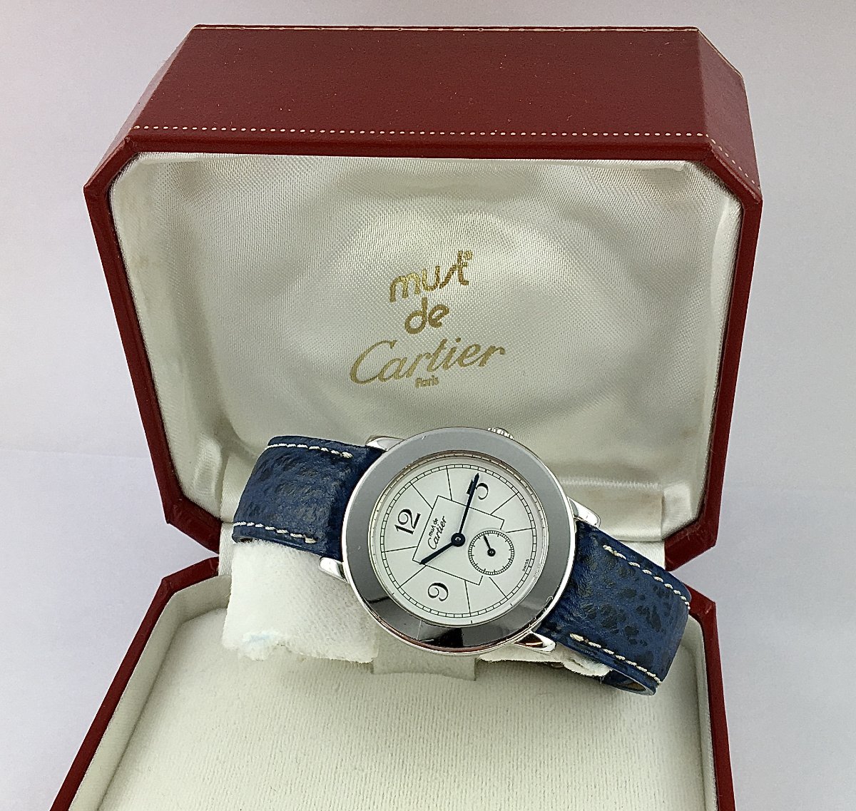 Montre Cartier Must De Cartier Ronde Mixte En Argent Rhodié, Année 2010, Quartz, Ecrin-photo-1