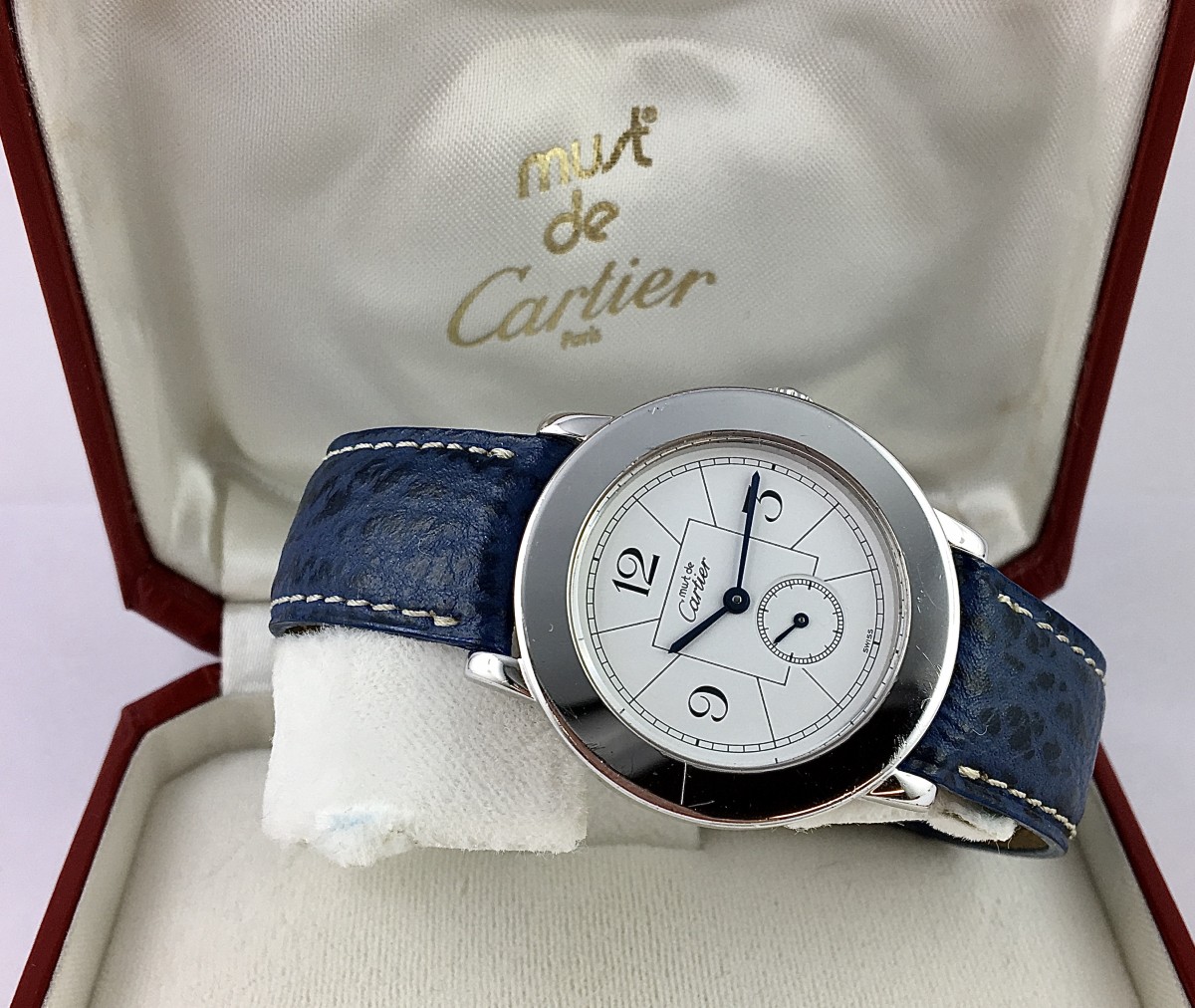 Montre Cartier Must De Cartier Ronde Mixte En Argent Rhodié, Année 2010, Quartz, Ecrin