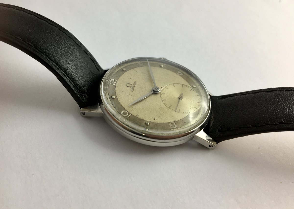 Montre Oméga De 1955, Mécanique, Acier Sur Cuir-photo-3