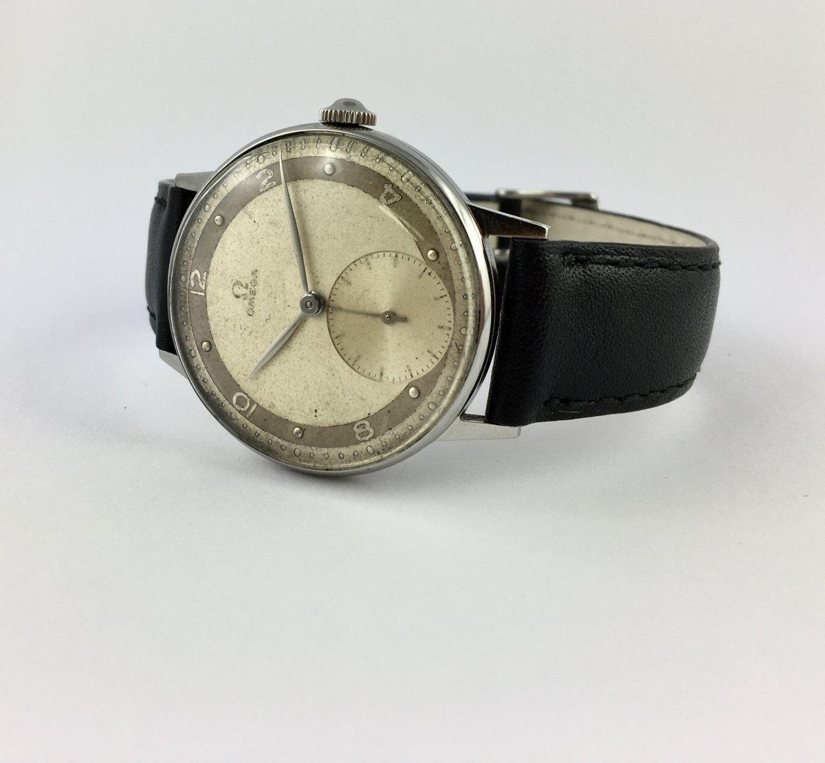Montre Oméga De 1955, Mécanique, Acier Sur Cuir-photo-1