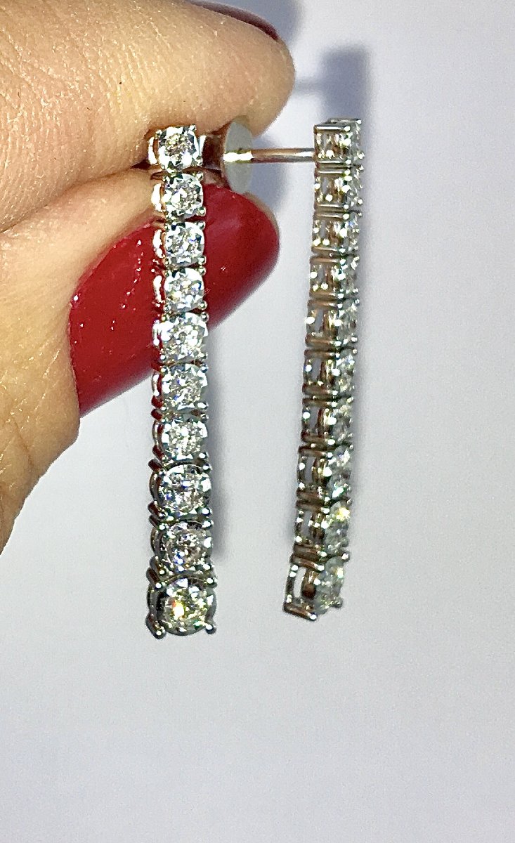 Diamond Line Drop Earrings In White Gold-photo-4