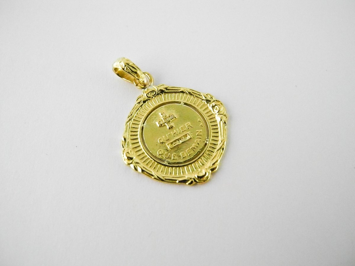 Médaille d'Amour Belle Epoque, Augis + Qu'hier - Que Demain Diamants Taille Rose sur Or Jaune -photo-6