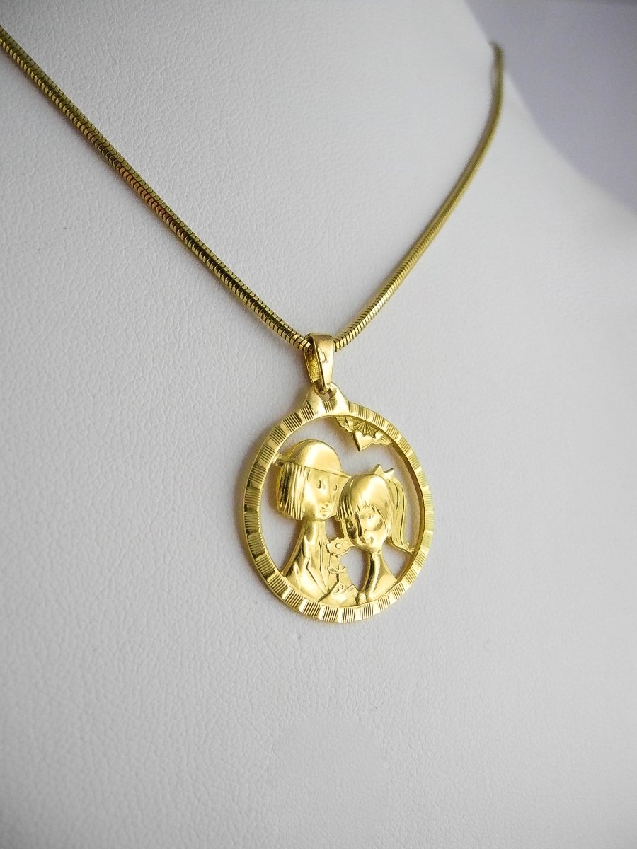 Médaille d'Amour “Les Amoureux” de Peynet, Ronde en Or Jaune-photo-4