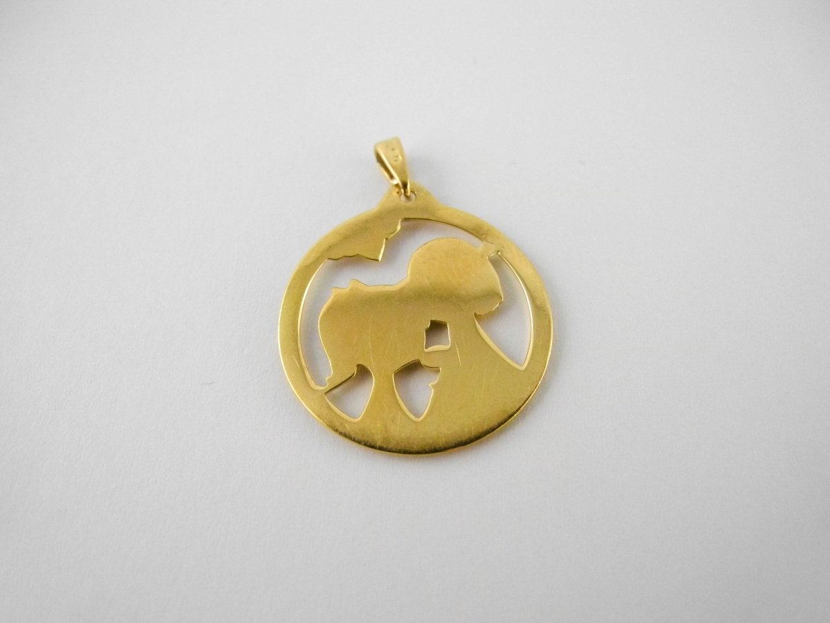 Médaille d'Amour “Les Amoureux” de Peynet, Ronde en Or Jaune-photo-5