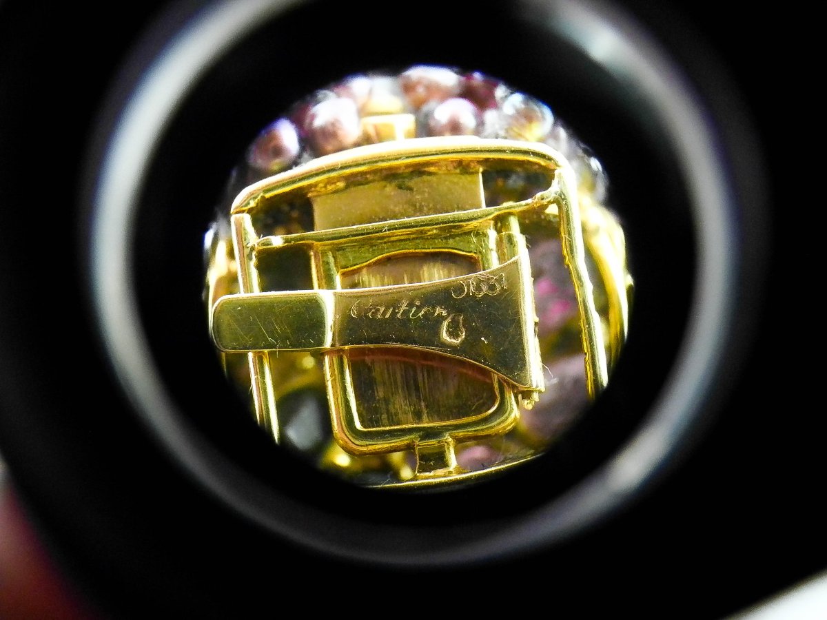 Collier Fermoir Cartier Tourmalines /Or Jaune, Choker Multirang De Perles Keshis de Tahiti-photo-3