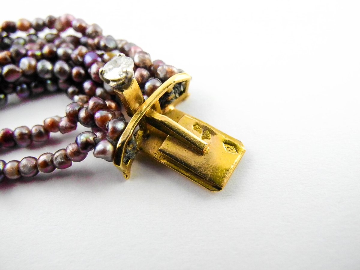Collier Fermoir Cartier Tourmalines /Or Jaune, Choker Multirang De Perles Keshis de Tahiti-photo-6