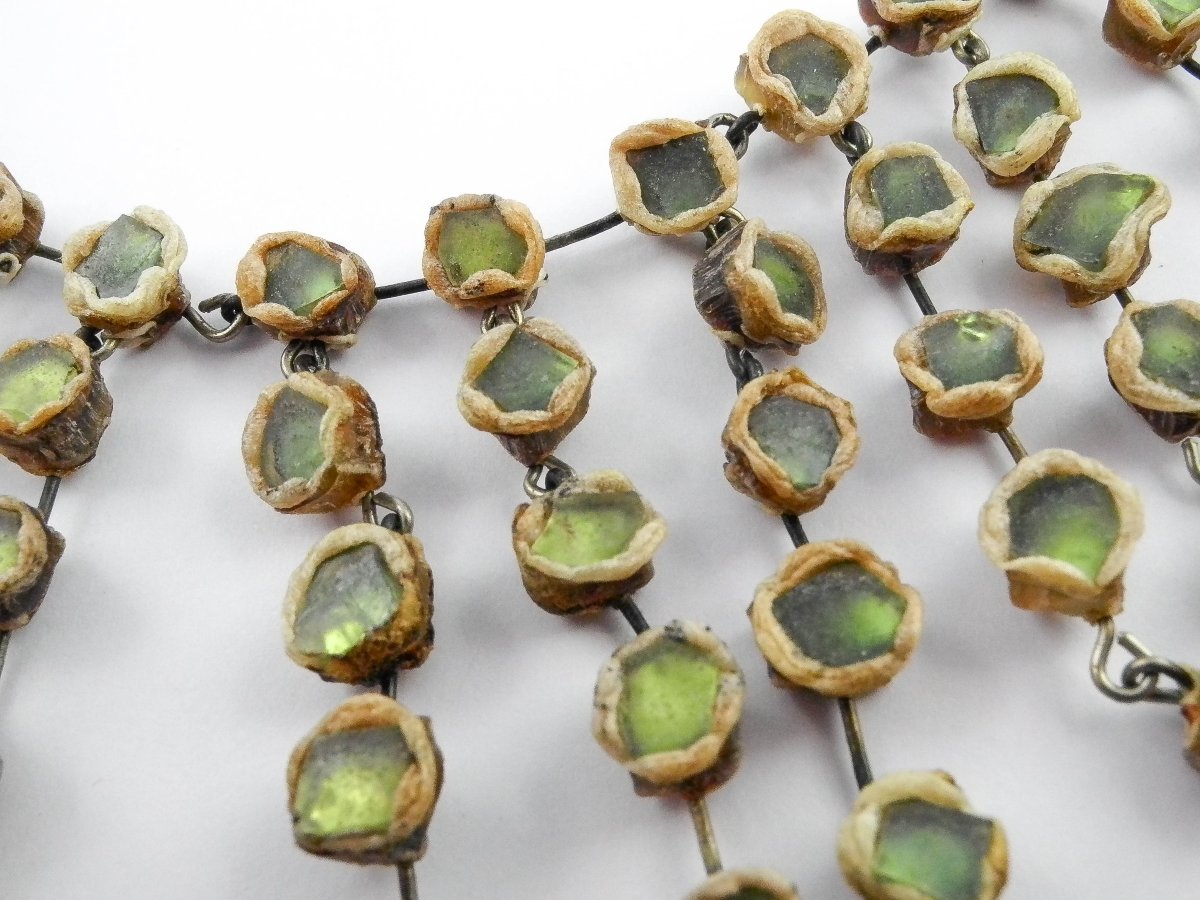 Line Vautrin Necklace In Green Talosels And Resin On Metal Signed Joux-photo-3