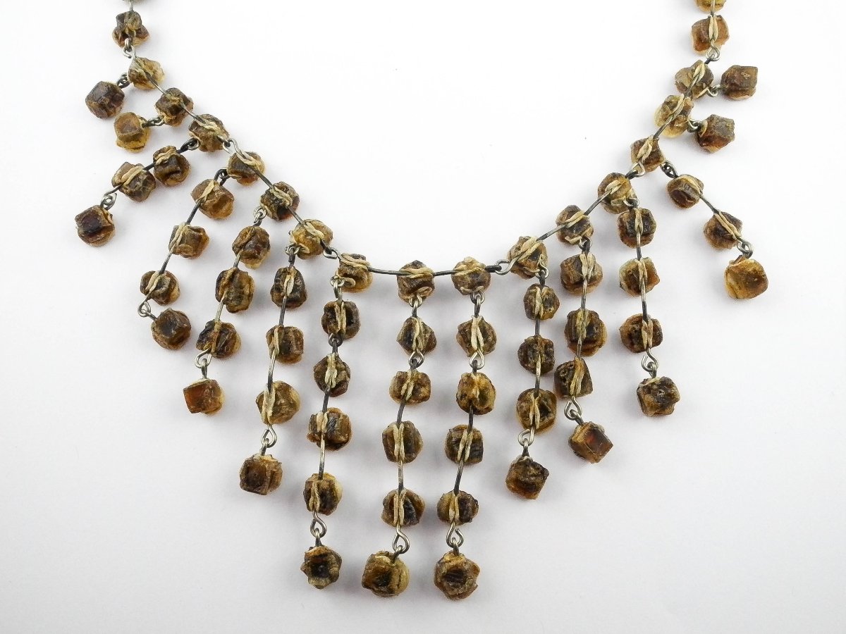 Line Vautrin Necklace In Green Talosels And Resin On Metal Signed Joux-photo-5