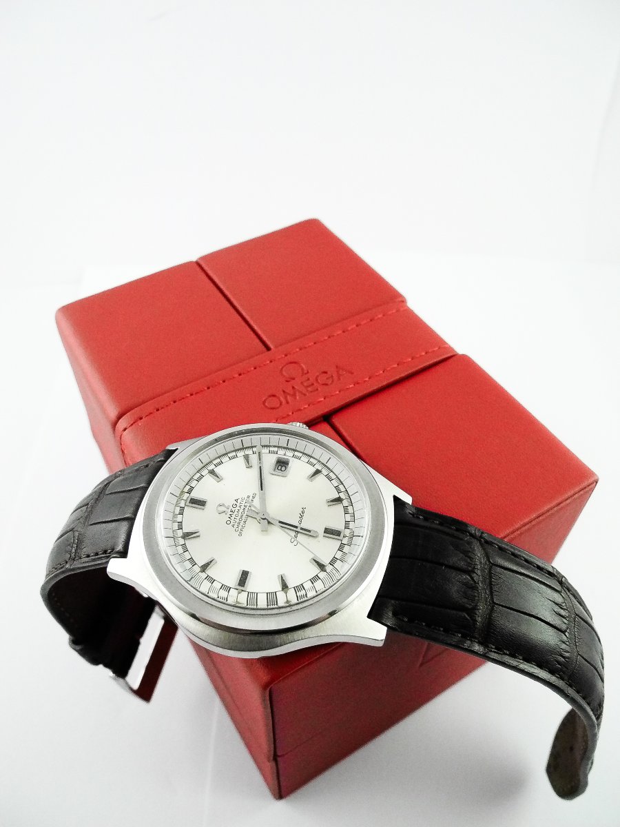 Omega Seamaster Automatic 1975 Chronometer Watch, Steel On Leather, Turtle Shape, Box -photo-4
